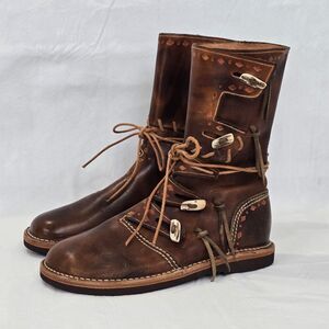 Hersir Mens 10 Handmade Leather Viking Boots Antler Buttons LARP Ren Faire